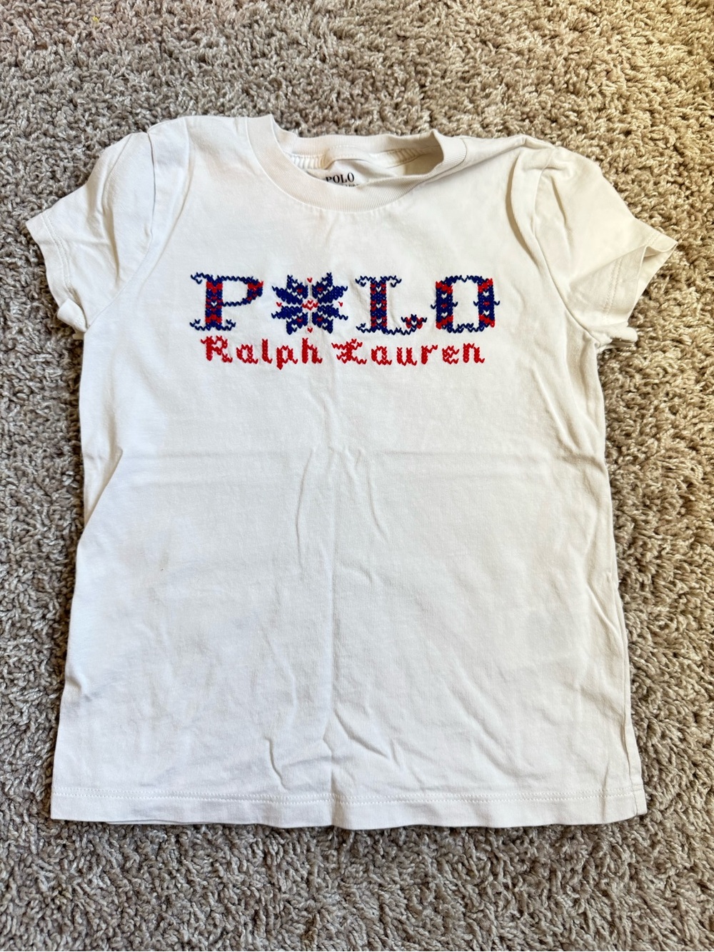 Polo by Ralph Lauren White Tee with Red & Blue Embroidered Logo